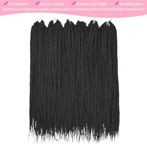 Crochet Box Braids 14 Inch 6 Packs 144 Strands Goddess Box Braids Crochet Hair Pre looped Crochet Hair for Black Women (14 Inch 1B)