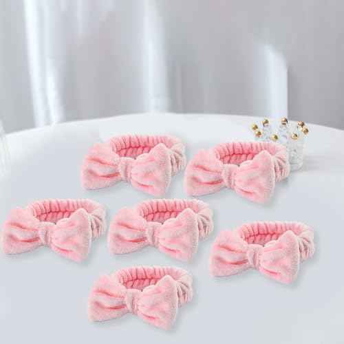 Spa Headbands,Makeup Headbands for Women,Facial Headband Bulk,Soft Coral Fleece Headband for Makeup,Cosmetic Head Wraps,Bow Hair Bands for Face Washing Shower Skin Care (pink, 12pcs)