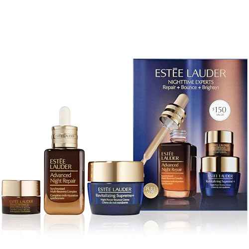 Est?e Lauder Nighttime Experts 3-Piece Travel Size Skincare Gift Set | Repair + Bounce + Brighten | Includes Face Serum 1 Fl Oz, Eye Cream 0.17 Fl Oz + Moisturizer 0.5 Ounce