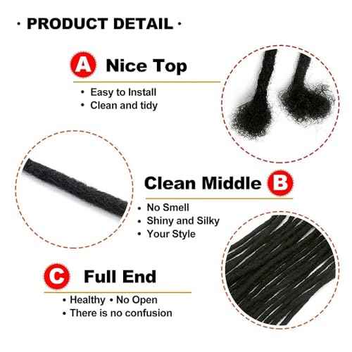 Dreads Extensions for Men Women Loc Extensions Human Hair Dreadlock Extensions 0.6 cm 14 Inch 30 Strands Handmade Permanent Locs Extension Natural Black Soft Locs Hair Extensions Can be Dyed Bleached