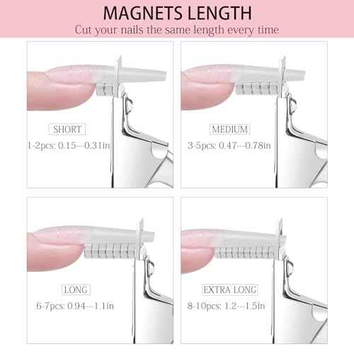 Acrylic Nail Clipper with Magnets,Nail Clippers Acrylic Nail Cutter,Nail Cutter for Nail Tips with 10PCS Sizer Magnets,Manicure Tool for Salon or Home Nail Art(Pink)