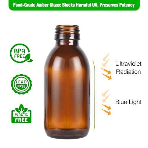 4oz Amber Glass Spray Bottles (2 Pack) - Refillable with Dropper, Funnel & 4 Labels | UV Protection for Essential Oils, Hair Care, Cleaning Solutions