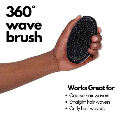 Ocean View Pomade with Wooden Palm Brush for Men - Medium Firm Bristles for 540 and 720 Waves, Contoured for Control with Thumb Indentations