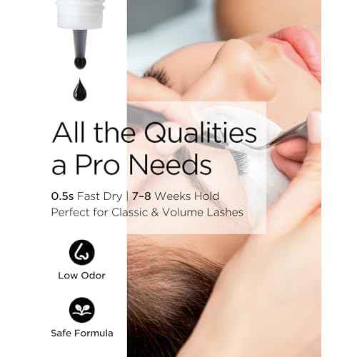 BEYELIAN Sensitive Eyelash Extension Glue 0.17fl.oz/5ml / 0.5Sec Drying Time/Retention ? 7-8 Weeks/Black Adhesive/Hypoallergenic Formaldehyde-Free Lash Extension Glue for Professional Use Only
