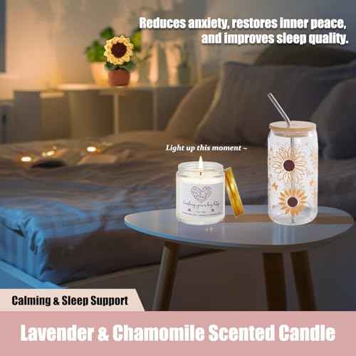 Sunflower Gifts for Women, 7pcs Self Care Get Well Soon Gift Basket ? Relaxing Spa Care Package, Thinking of You Birthday Sympathy Gift Box for Mom, Friend, Sister