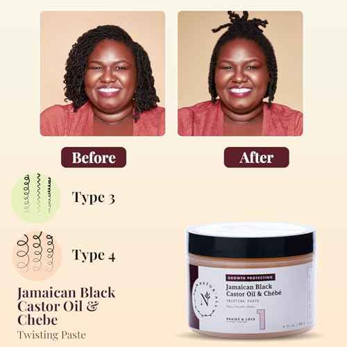 NaturAll Jamaican Black Castor Oil & Chebe Braiding Gel ? Protective Hair Braiding Gel for Locs, Edge Control, Taming Frizz & Twisting? Strong Hold Braid Balm for Dreadlocks, Retwists No Flaking 8 Oz.