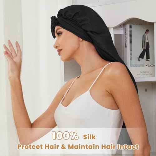 Silk Long Bonnet for Braids & Curly Hair, Silk Satin Bonnet for Sleeping, Extra Large Bonnets for Women Braid