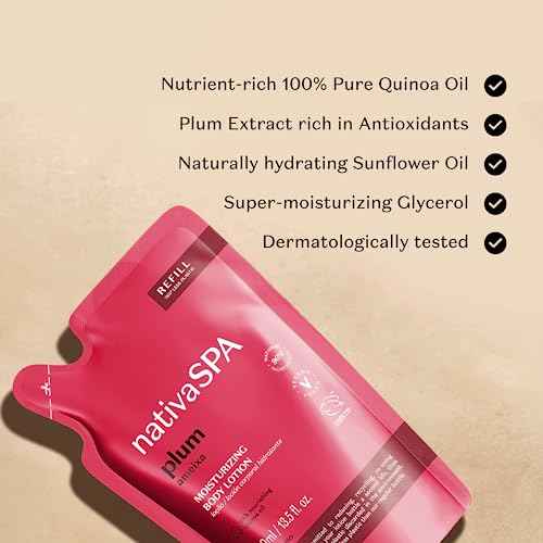 Nativa SPA by O Botic?rio, Plum Moisturizing Body Lotion Refill Pack, Fragranced Moisturizer Enriched with Purified Quinoa Drops to Boost Hydration, 13.5 Ounce
