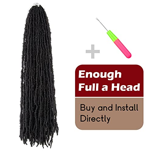 BOHOBABE 24 Inch Light Weight Butterfly Locs Crochet Hair 8 Packs Long Black Distressed Butterfly Faux Locs Crochet Hair, 1B