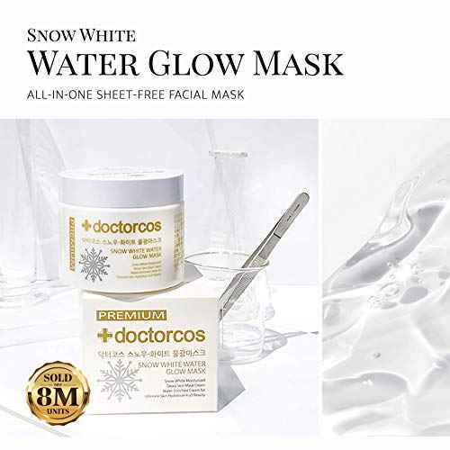Snow White Water Glow Mask Cream | Moisturizing Sheet Free Sleeping Pack (2 Original + Brush)