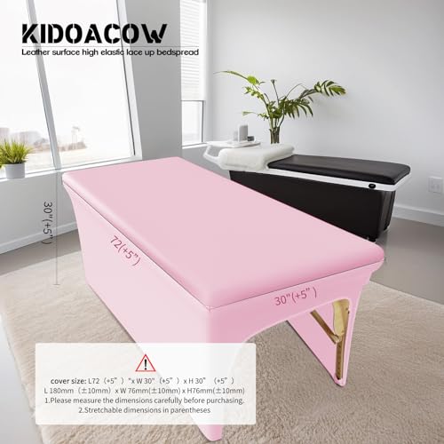 Pink Lash Bed Cover 6FT Vinyl Massage Table Cover Protector, Silky Reusable & Wipeable Massage Bed cover Waterproof Ultra-Durable and High Elasticity Leather Spa Bed Covers for Esthetician