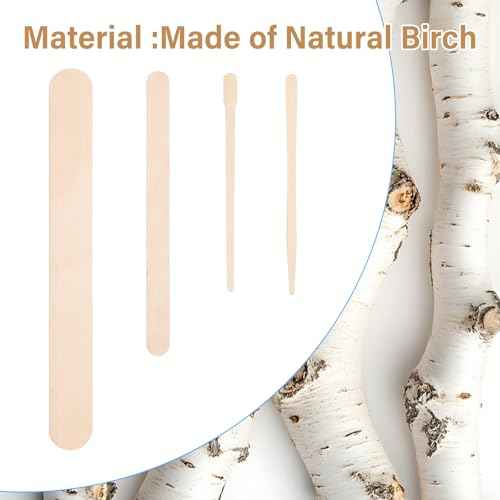 500 Pcs 4 Style Waxing Sticks Assorted Wooden Wax Applicator Stick for Body Legs Face Eyebrows and Small Medium Large Sizes Waxing Spatulas Popsicle Stick for Hair Removal Wood Craft Sticks