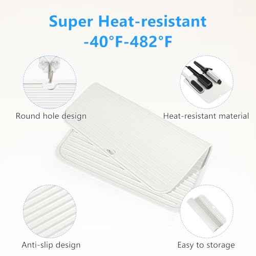 Quccefods Heat Resistant Mat Large Silicone Hot Hair Tools Mat for Curling Irons Flat Iron Hair Straightener Vanity Mat Portable Hair Styling Tools Hot Pad 14.2"*11"