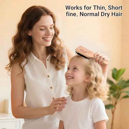 URTHEONE Pure Boar Bristle Hair Brush Set with Wide-Tooth Comb,Natural Beechwood Detangling Kit for Shine & Frizz Control,Gift for Women & Men
