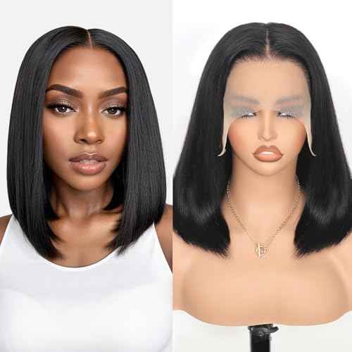 210% Density 13x6 Full Lace Frontal Bob Wig Human Hair 12A Brazilian Virgin Human Hair Pre Plucked HD Transparent Lace Glueless Wigs 12 Inch