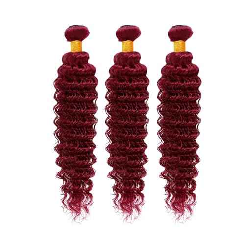 Brazilian Human Hair Bundles Burgundy 99J 20 22 24 Inch Deep Wave Bundles Human Hair 12A Unprocessed Virgin Quick Weave Sewn in Hair for Black Women