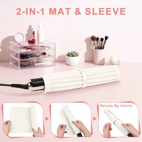 AMIJEAL Oversize Silicone Heat Resistant Mat for Hair Tools, Curling Iron Flat Iron Hair Straightener Holder Mat, Portable Hot Tools Sleeve Pad for Travel Vanity Salon(14.2" x 11.0")