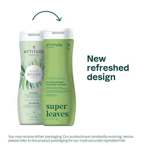 ATTITUDE Nourishing Hair Shampoo, EWG Verified, For Dry and Damaged Hair, Naturally Derived Ingredients, Vegan and Plant Based, Grapeseed Oil and Olive Leaves, 16 Fl Oz (Pack of 6)