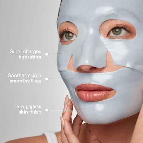NuFACE IonPlex Hydra-Gel Power Mask - Hydrogel Korean Face Mask to Help Boost Hydration, Smooth Fine Lines & Enhance Microcurrent Results - Reveals a Dewy, Glass Skin Glow (5 Count)