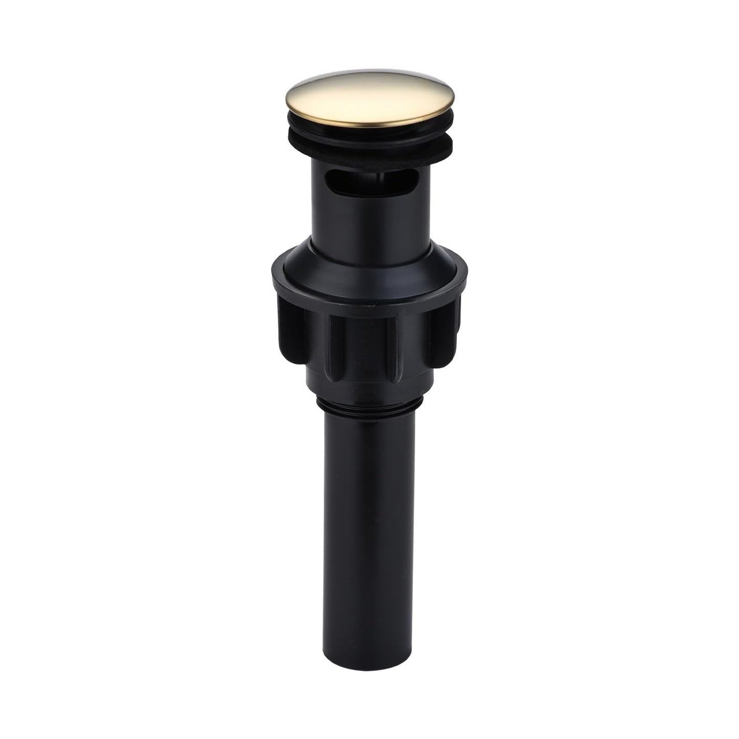 Brushed Gold Bathroom Pop-Up Push-Type Sink Drain Assembly - Vessel Vanity Sink Stopper with Overflow & Strainer, for Faucets