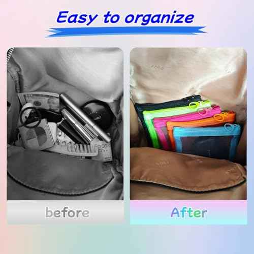 5 Pack Small Mesh Zipper Pouch Bags for Purse, Size 5" x 4" Travel Pouches for Daily Toiletries, Mini Mesh Bags with Zipper, Purse Organizer Pouches Insert (5" x 4")