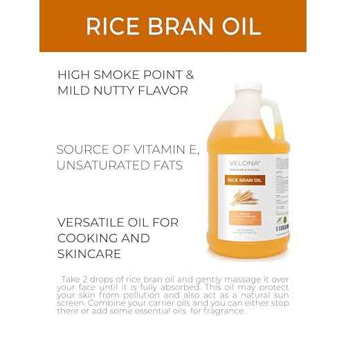 velona Rice Bran Oil 1 Gallon / 128 Fl Oz | 100% Pure and Natural Carrier Oil | Refined, Expeller Pressed | Cooking, Face, Hair, Body & Skin Care | Use Today - Enjoy Results