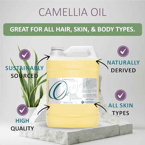 Dr Joe Lab Camellia Seed Oil 128 oz Pure Natural Cold Pressed Unrefined Extra Virgin Camellia Oil 1 Gallon - for Hair Skin Body Nails and Beard - Moisturizing, Soothing, Hydrating, & Nourishing