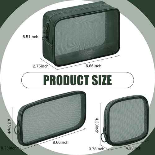 Weewooday 4 Pcs Mesh Makeup Bag Mesh Cosmetic Bag Travel Toiletry Pouch with Zipper Mini Makeup Cosmetic Purse for Daily Accessory(Small, Large, Medium,Olive Green)
