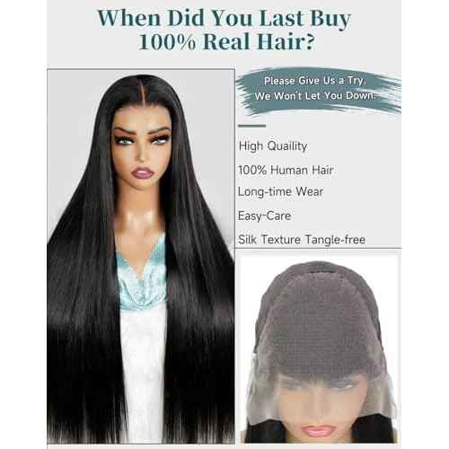 20 Inch Straight Wigs Human Hair Can Last 6-9 Months 200 Density HD Lace Front Wigs Human Hair 13x6 Real Human Wig Pre Plucked Tangle-Free Natural Black for Women