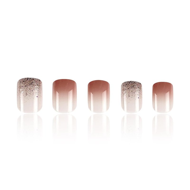 24 Pcs Ombre Press on Nails Short Square - MINGCHUN Spring Fake Nails Press ons Nail Art Tip Sequins Glitter French Design Full Cover Acrylic Nail Kit False Nails Glue on Nails Stick on Nails Women