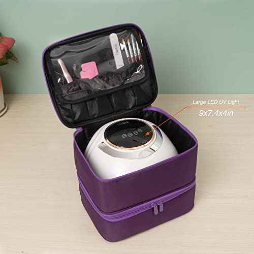 ButterFox Nail Polish Carrying Case Bag Storage Organizer, Fits 60-70 Nail Polish Bottles, Pockets for Manicure Accessories - Royal Purple