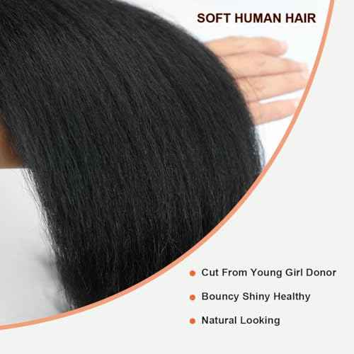 Kinky Straight Bundles Human Hair Yaki Straight Human Hair Bundles Kinkystraight 12A 100% Brazilian Virgin Bundles for Black Women Natural Black Hair Extension 12 14 16 Inch