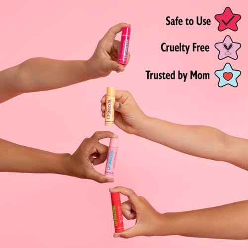 Lip Smacker Hello Kitty Lip Balm Trio, Adorable Sanrio Collectible, Moisturizing & Nourishing Fruity Flavors, Guavalicious Day, Raspberry Roll, Cherry Sweet- Blue