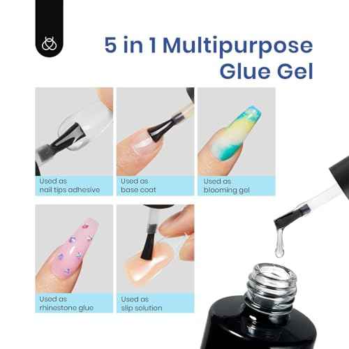Beetles Gel Nail Kit Easy Nail Extension Set, Long Stiletto Shaped 240 Pcs Clear False Acrylic Nails Tips with 5 in 1 Nail Glue Innovative Uv Led Lamp DIY Acrylic Nail Ki at Home Beauty Gift Set