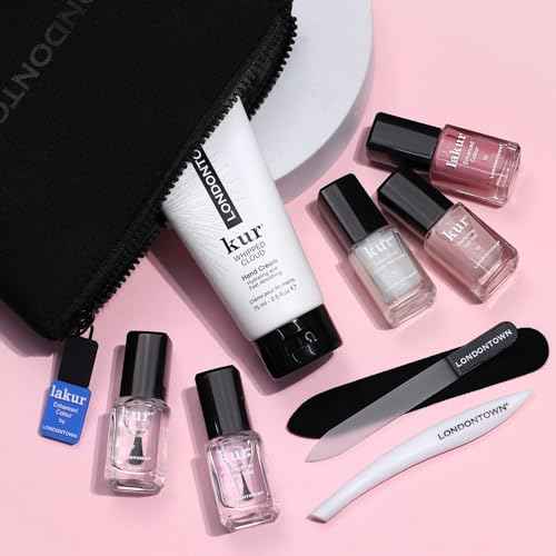 LONDONTOWN Discovery Set, Vegan Chip-Resistant Long-Lasting Nail Lacquer, Whipped Cloud Hand Cream, 2.5 fl oz, Conditioning lacquer remover pads.