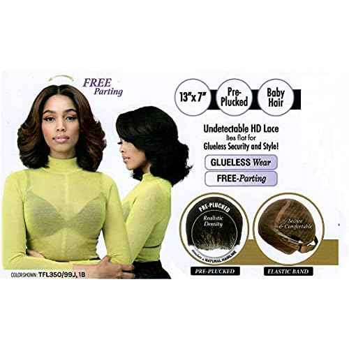 BOBBI BOSS Bobbi Boss 13X7 HD Lace Bob Curly Synthetic Wig - MLF602 NATALIA, Wavy Short Wigs with Baby Hairs, Glueless Lace Free Part Wig with High Heat Resistant Wigs (1B, Off Black)