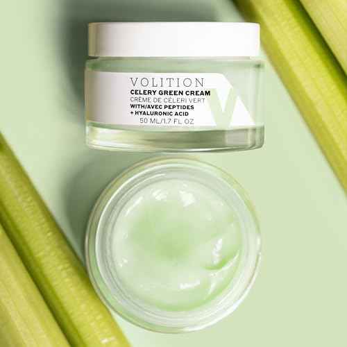 Volition Beauty Celery Green Cream with Peptides + Hyaluronic Acid | Oil-Free Facial Moisturizer for Normal to Combination Skin | Minimizes Pores, Improves Firmness & Reduces Wrinkles (1.7 fl oz)