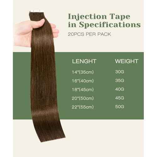 SURNEL Injected Invisible Tape in Hair Extensions Human Hair 20 Inch #4 Chocolate Brown Seamless Tape ins 20 Pcs 45g(#4,20)