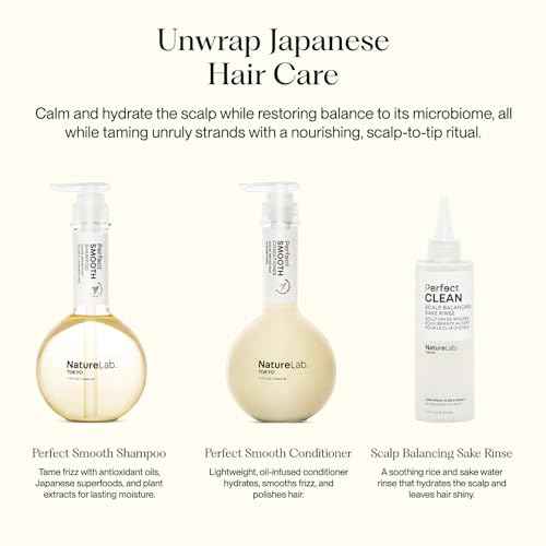 NatureLab.TOKYO Frizz-Free Hydration Limited Edition Set: Includes Smooth Shampoo, Conditioner & Scalp Sake Rinse ? Hydrates & Tames Frizz, Balances Scalp Microbiome, Includes Furoshiki Wrap