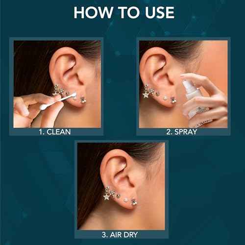 NOVEHA Piercing Aftercare Spray - Fast Cleaner Solution for Ear, Nose, and Belly Piercings - Keloid and Bump Cleaning with Hypochlorous Acid - 8 oz Bottle