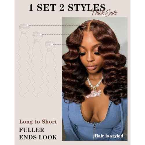 Brown Human Hair Bundles 16 18 20 Inch Loose Wave Bundles Human Hair 12A 100% Unprocessed Brazilian Virgin Hair Loose Deep Wave Bundles Human Hair Extension 4# Color