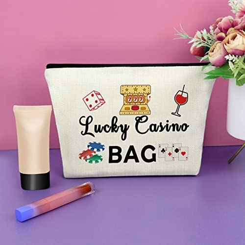Sazuwu Lucky Casino Gifts Makeup Bag for Women Gambling Themed Gifts for Grandma Mom Birthday Mothers Day Retirement for Casino Lovers