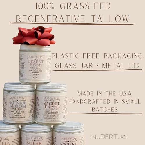 100% Grass-Fed Whipped Tallow Balm for Skin Care ? Face + Body ? Natural Moisturizer Lotion, 4 oz (Vanilla Moon)