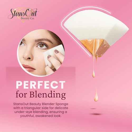 StansOut Beauty Sponge 4-Pack ? Streak-Free, Airbrushed Finish | Reusable, Quick-Drying, Latex-Free | Multi-Angle Blending Sponge for Cream, Liquid & Powder | Pro Makeup Applicator