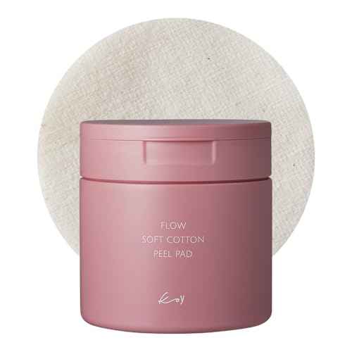 KOY Flow Soft Cotton Peel Pad - 100% Vegan Cotton Fabric Toner Pads for Pore Exfoliation and Hydration - Skin Soothing Booster -Built in Grip for Convenient Application - Korean Skin Care