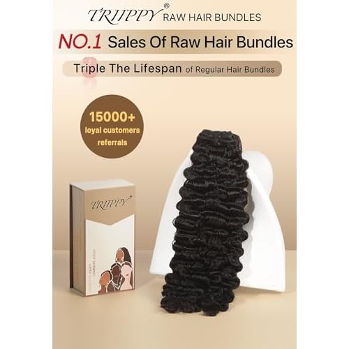 TRIIPPY Real Raw Burmese Curly Bundles Human Hair,100% Burmese Raw Hair Sew in Weave Single Bundle,Triple The Lifespan Over Regular Virgin Hair Bundle,No.1 Raw Hair Brand On Amazon(14 Inch)