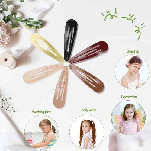 120 Pack 6 Color Snap Hair Clips | Non-Slip Snap Clips for Women & Girls | Durable Hairpins for Thick Hair, Updos, Braids & Buns | Secure Hold, Snag-Free Design