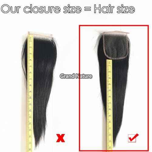 Grand Nature 6x6 HD Lace Closure, Virgin Human Hair Lace Closure Straight, Pre Plucked Natural Hair Line With Bleachable Knots