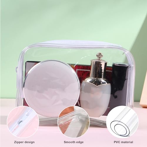 36 PCS Clear Makeup Bags Bulk Clear Cosmetics Bag Plastic Travel Bags Clears Plastic Toiletry Bags With Zipper Waterproof Portable Clears Bag for Travel Women Men Bathroom Organizing,White