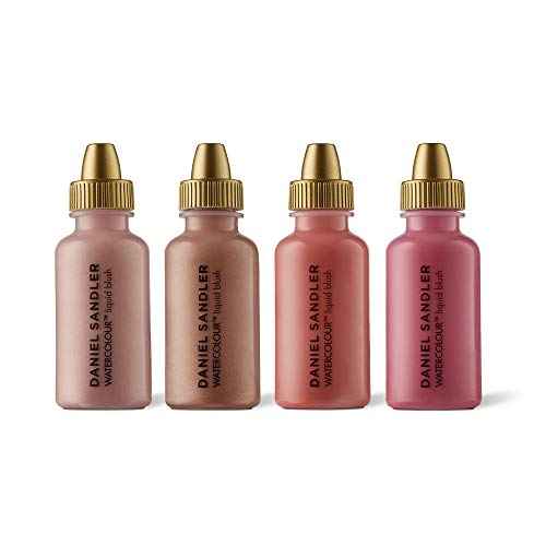 Daniel Sandler WATERCOLOUR LIQUID BLUSH & ILLUMINATOR SET ? Customizable 4-Piece Kit, Lightweight & Water-Resistant, Buildable Shades for Cheeks & Lips? Long-Lasting, Blendable Makeup